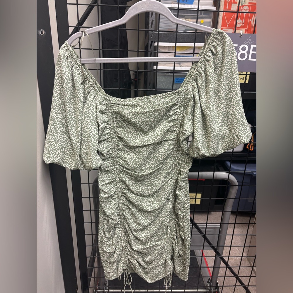 Green Ruched Mini Dress - Picture 3 of 3